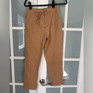 Cropped tan drawstring pants
